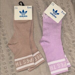 Adidas Men's Athletic Socks - Beige and Lavender